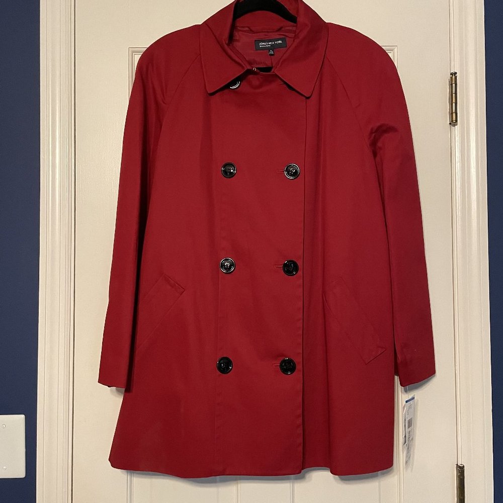 JONES NEW YORK SIGNATURE - Red Pea Coat XL